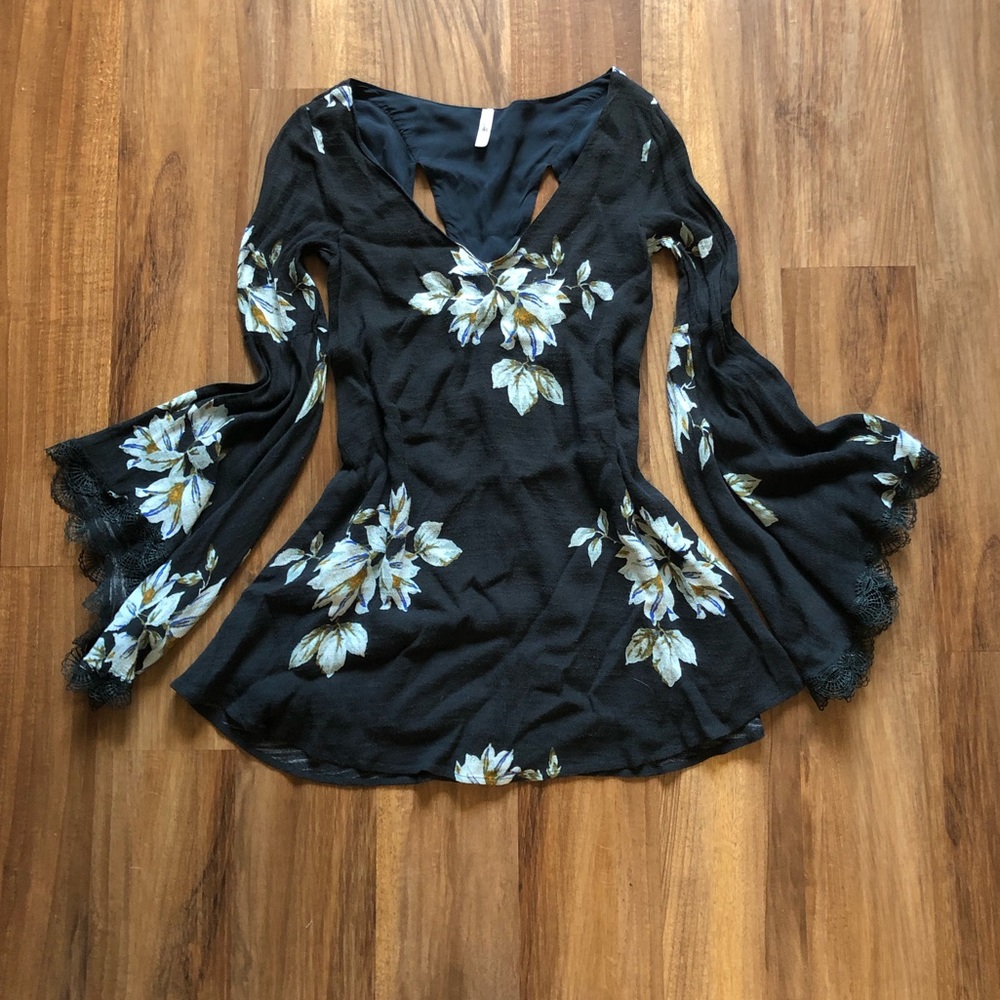 Free People Black Floral Dress XS - Picture 10 of 15